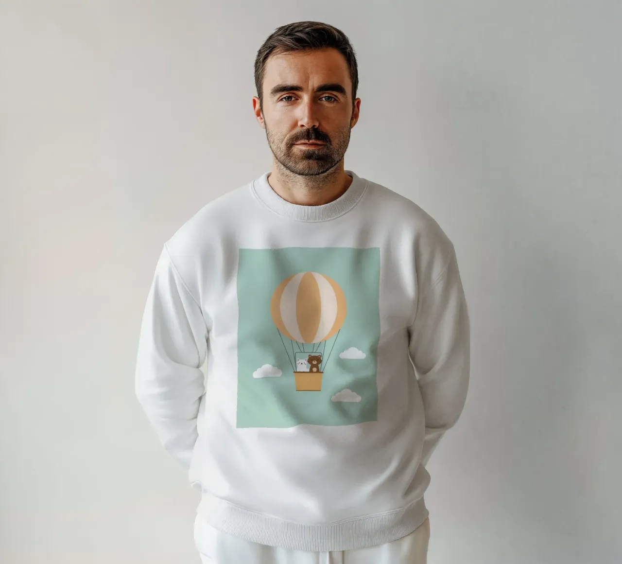 Gatti simpatici e divertenti in mongolfiera felpa da DesignDoodle