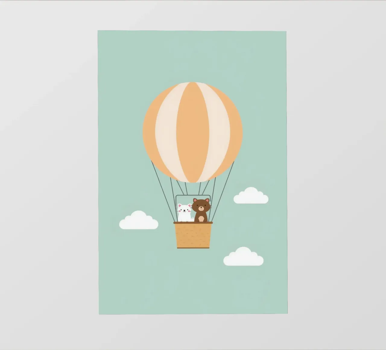 Orso e gatto simpatici e divertenti in mongolfiera telo in pvc da DesignDoodle