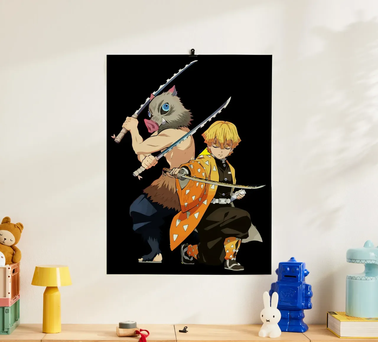 Zenitsu Agatsuma and Inosuke Hashibira poster con telaio in legno da Dumery Art