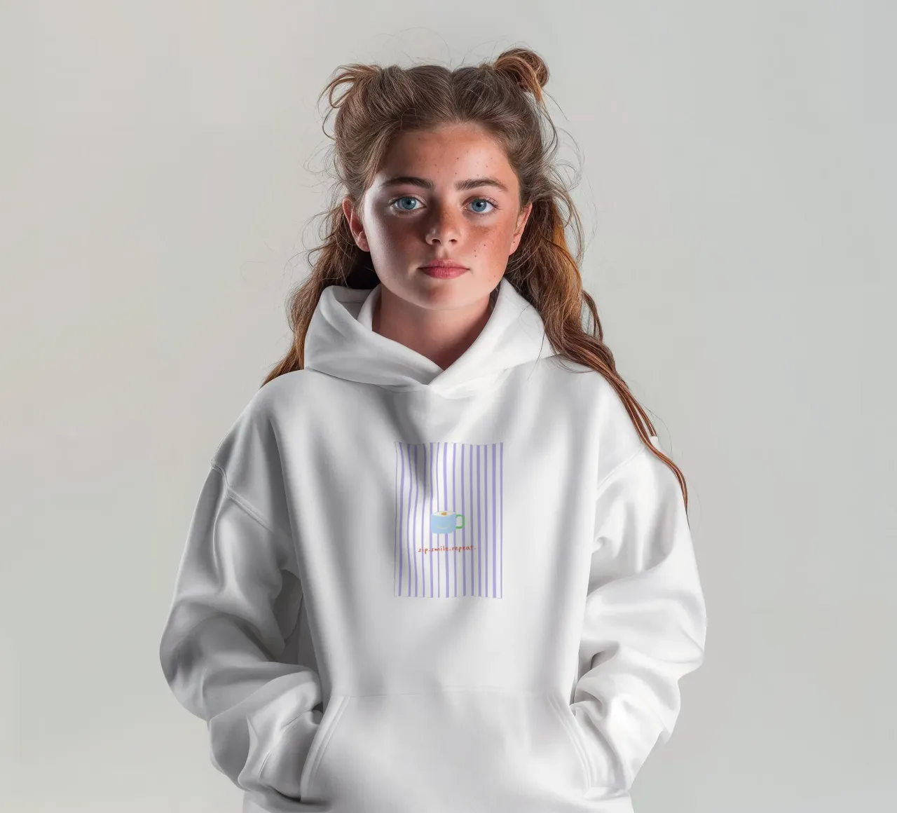 sip.smile.repeat. (in 2 Farbvarianten) | cozy times felpa bambino con cappuccio da FRICKE DESIGN