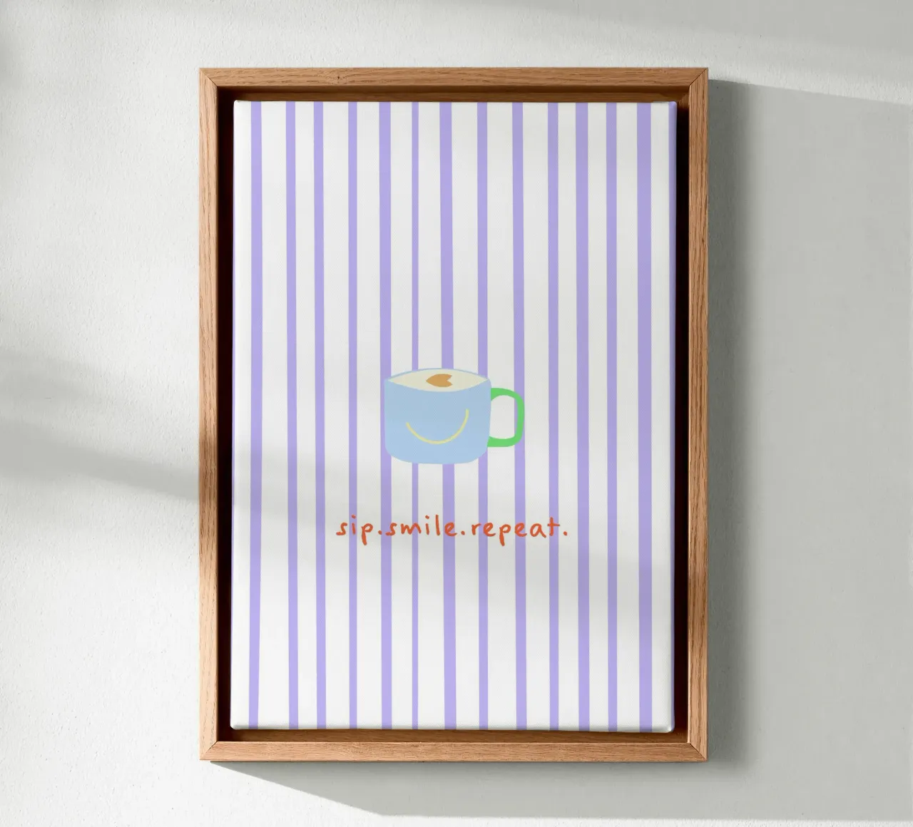 sip.smile.repeat. (Verfügbar in 2 Farbvarianten) canvas with Floater frame by FRICKE DESIGN