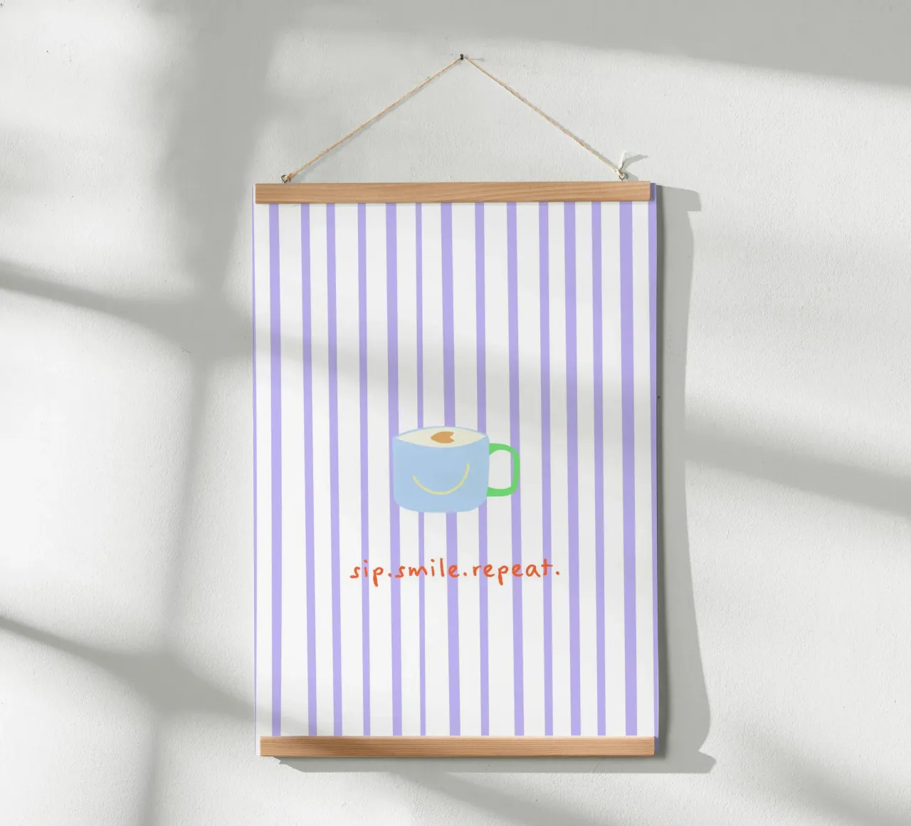 sip.smile.repeat. (Verfügbar in 2 Farbvarianten) poster with plastic frame by FRICKE DESIGN