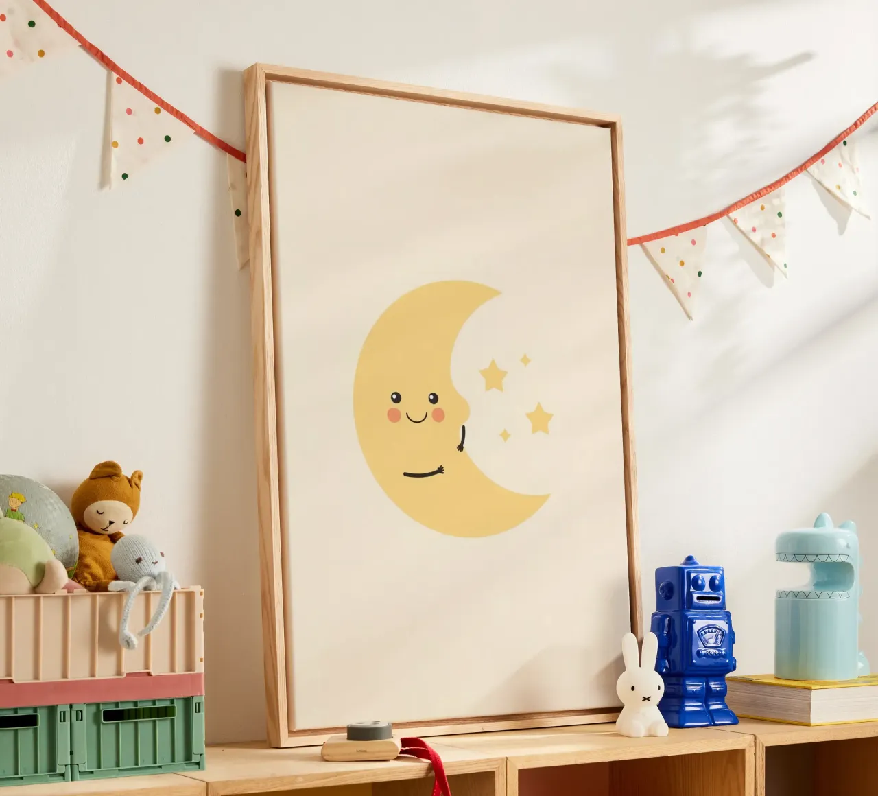 Schattige halve maan met sterren canvas met Baklijst van DesignDoodle