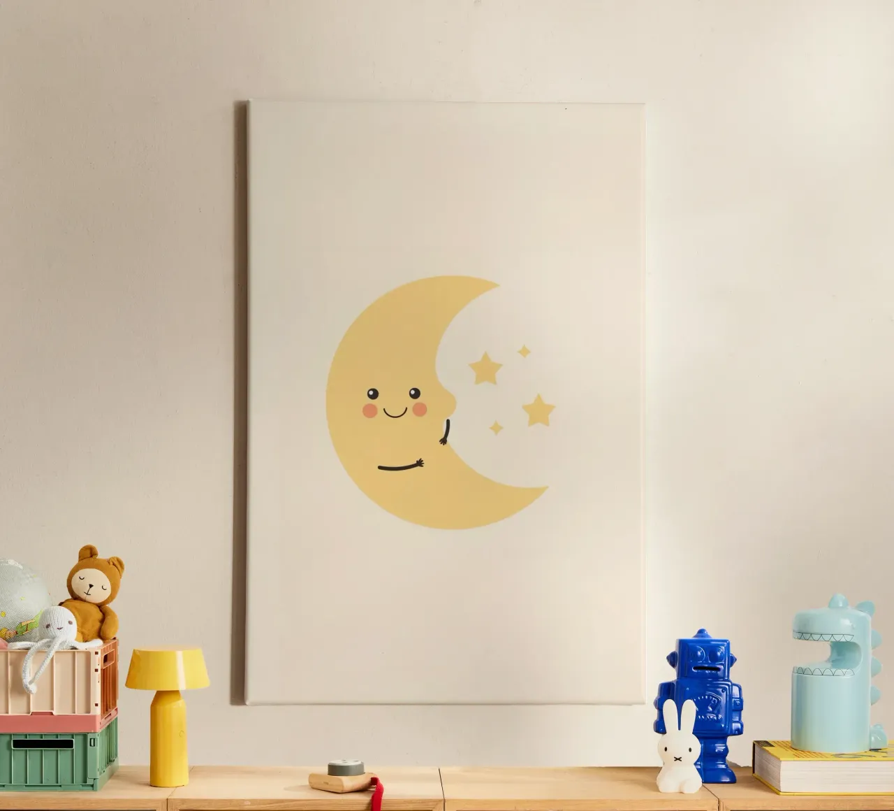 Schattige halve maan met sterren canvas met Baklijst van DesignDoodle