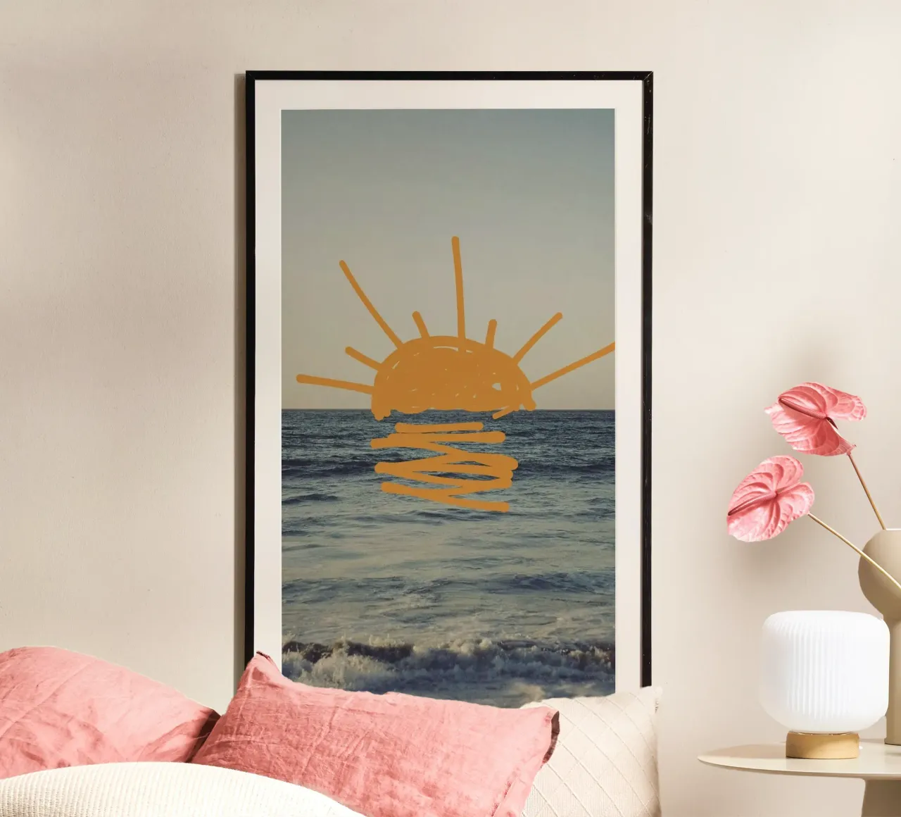 draw the sunset poster con telaio in legno da vicgaler