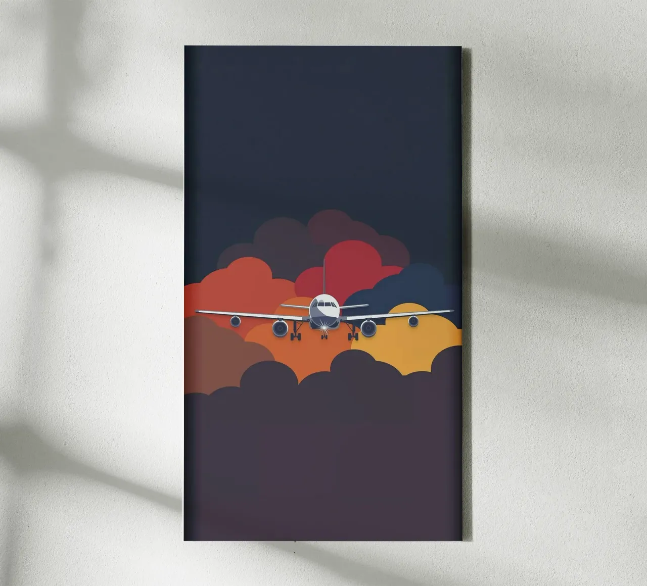 plane in cloud shape colorful canvas met Baklijst van vicgaler