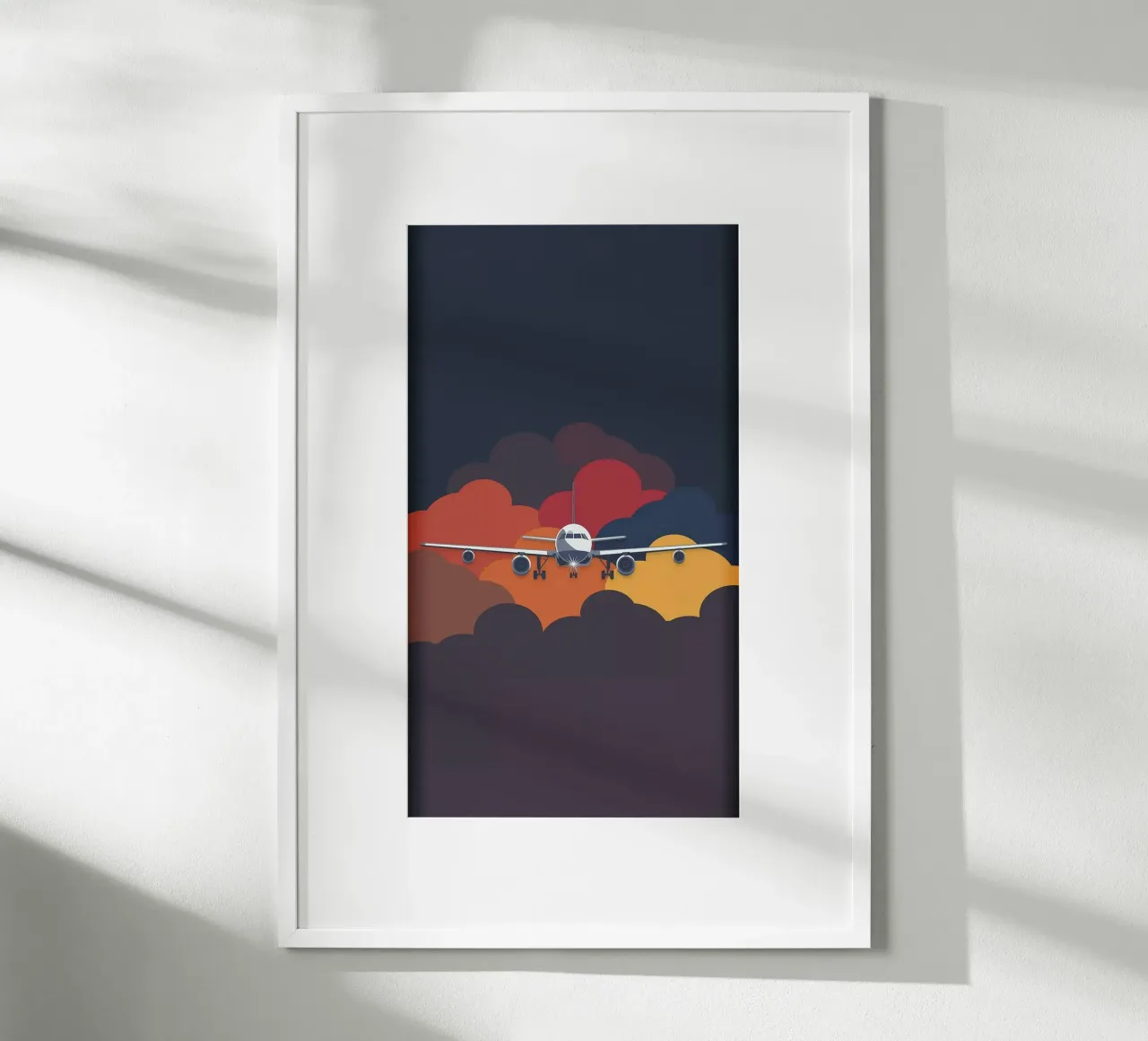 plane in cloud shape colorful poster con telaio in alluminio da vicgaler