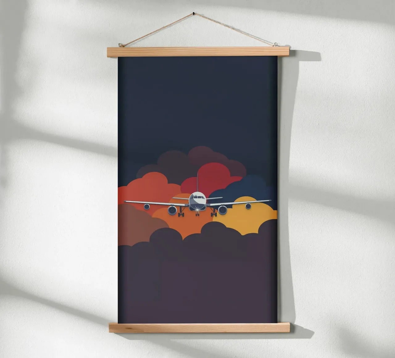 plane in cloud shape colorful poster con telaio in alluminio da vicgaler