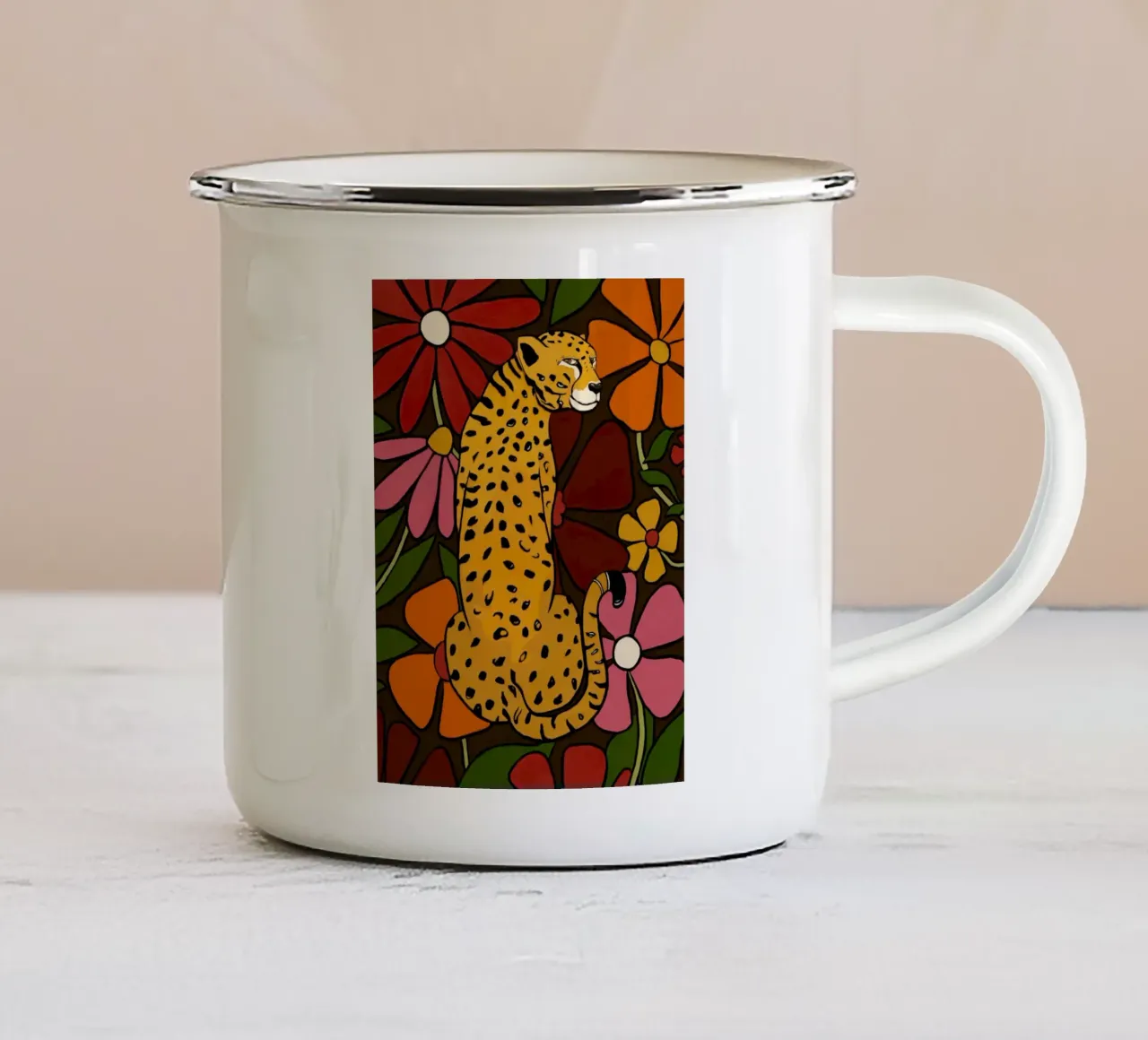 Floral leopard tazza in smalto da TijanaArtStudio88