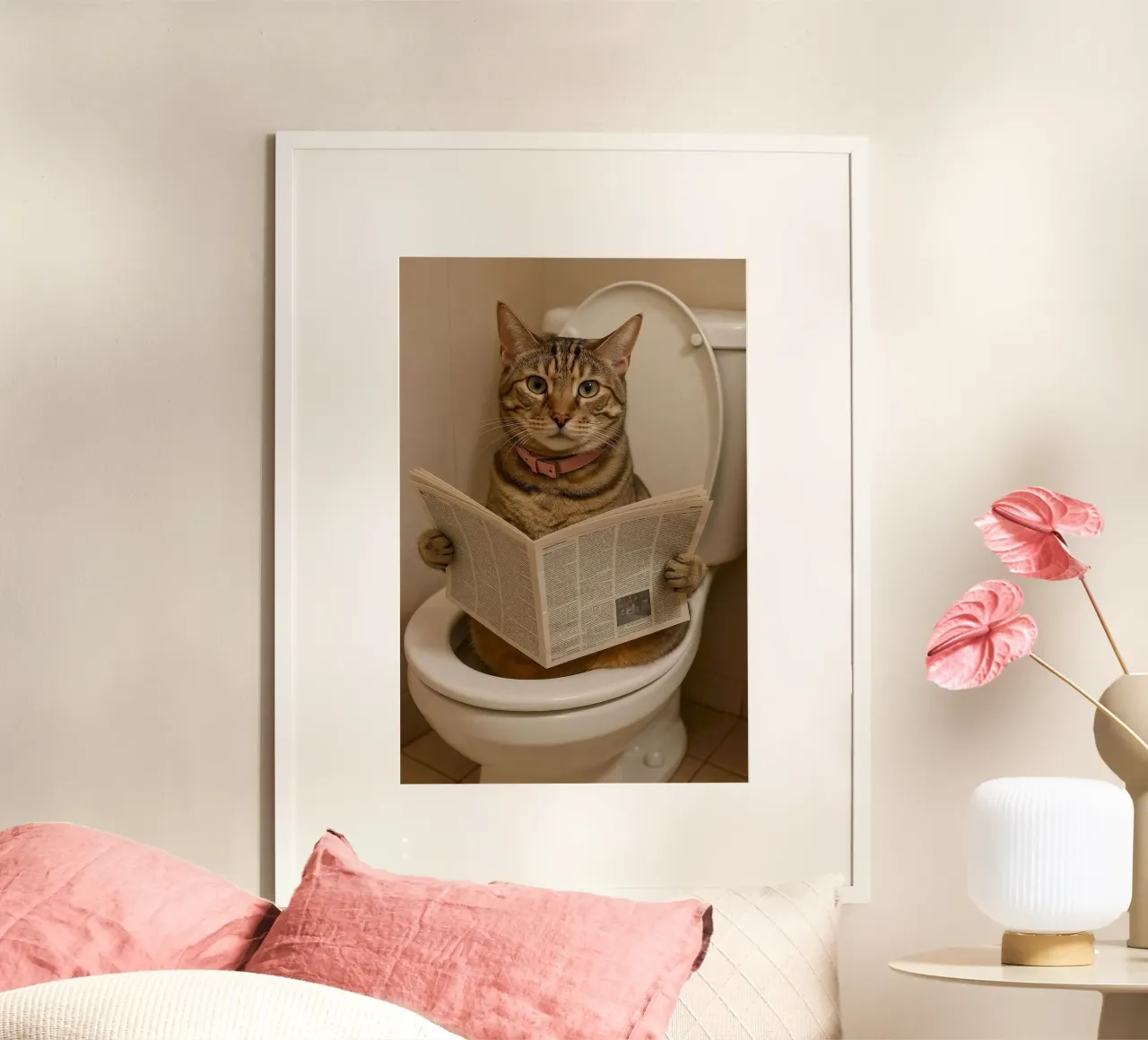 cool cat on toilet poster da jasnet