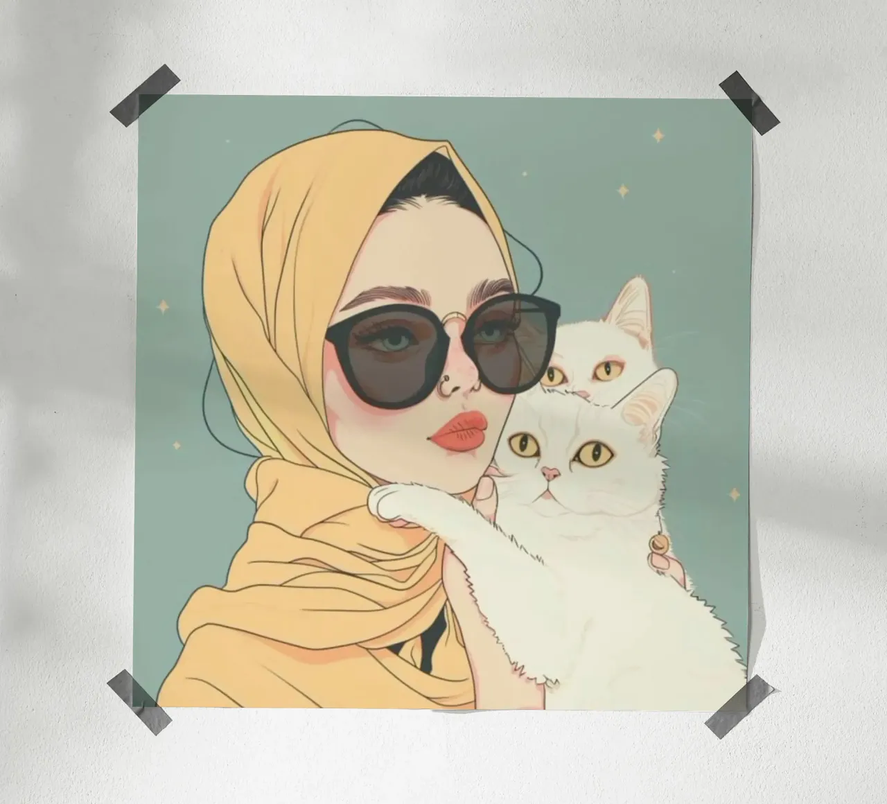 girl with cute cat poster da vicgaler