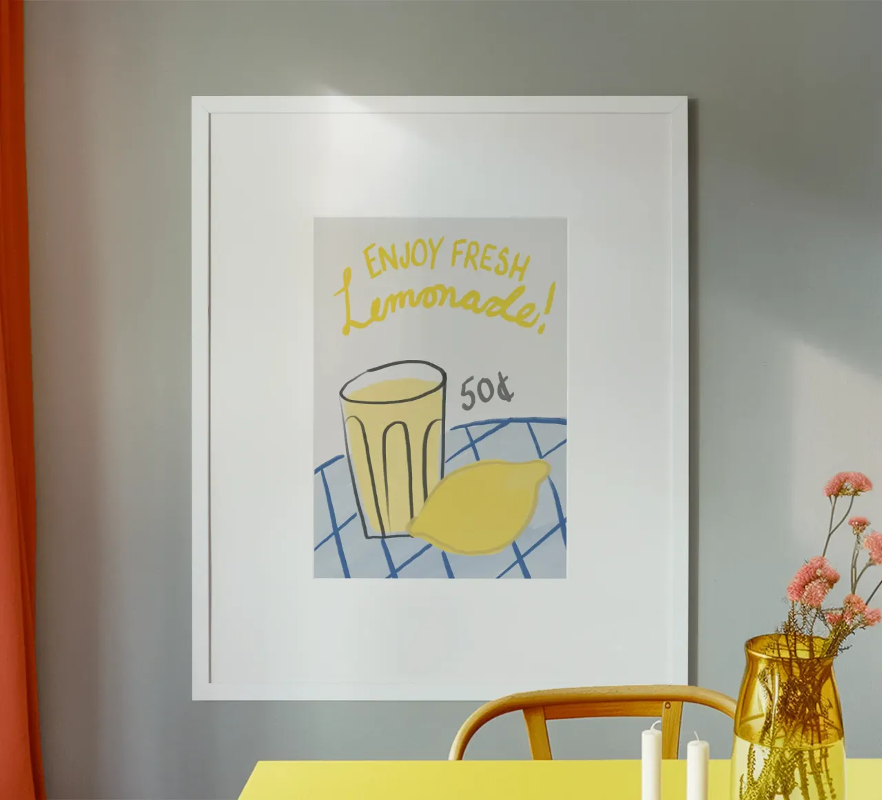Limonata fresca poster con telaio in legno da Athene Fritsch