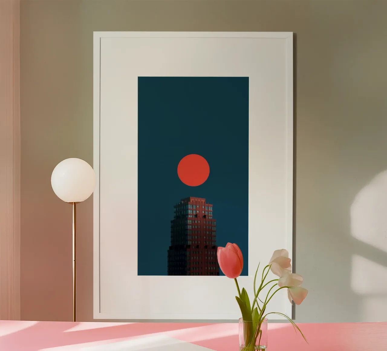chill building sunset poster con telaio in alluminio da jasnet