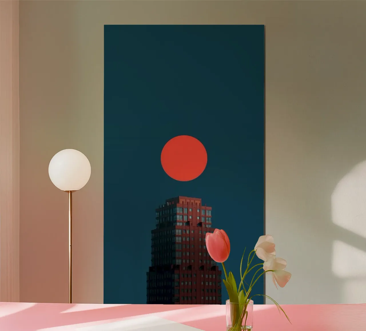 chill building sunset poster con telaio in alluminio da jasnet