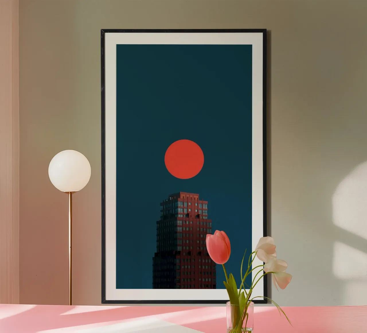 chill building sunset poster con telaio in alluminio da jasnet