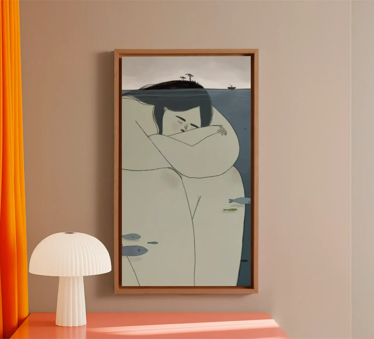 girl in shape under the ocean canvas with Floater frame by vicgaler