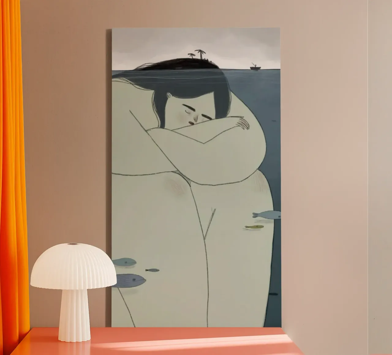 girl in shape under the ocean canvas with Floater frame by vicgaler