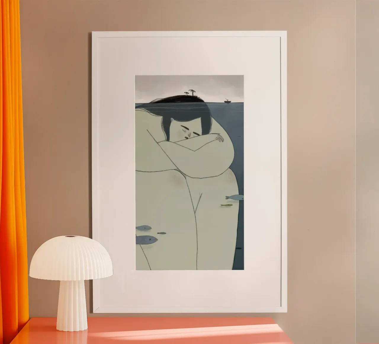 girl in shape under the ocean poster con telaio in plastica da vicgaler