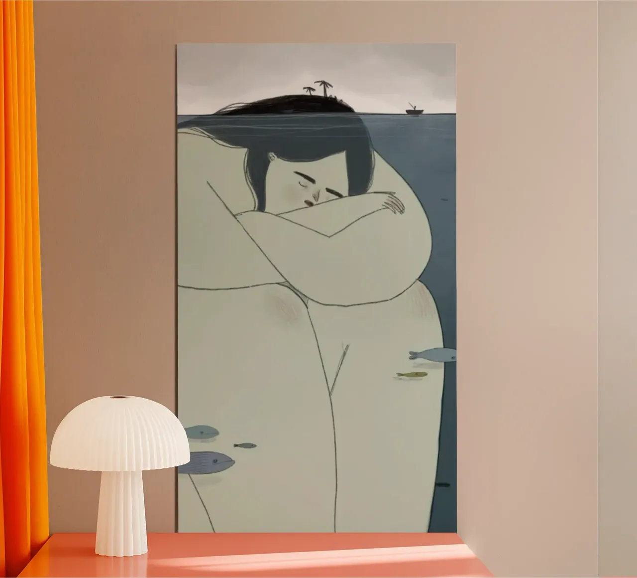 girl in shape under the ocean poster con telaio in plastica da vicgaler