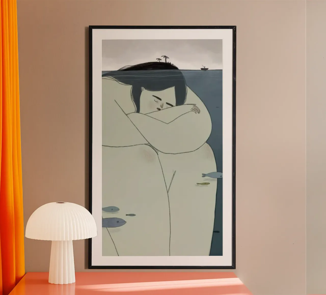 girl in shape under the ocean poster con telaio in plastica da vicgaler