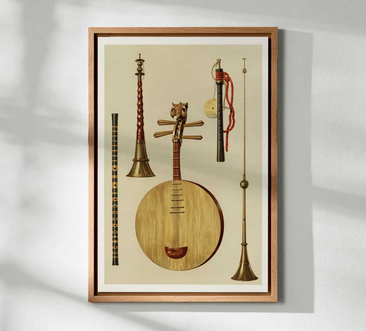 traditional musical instruments canvas with Floater frame by vintageshop