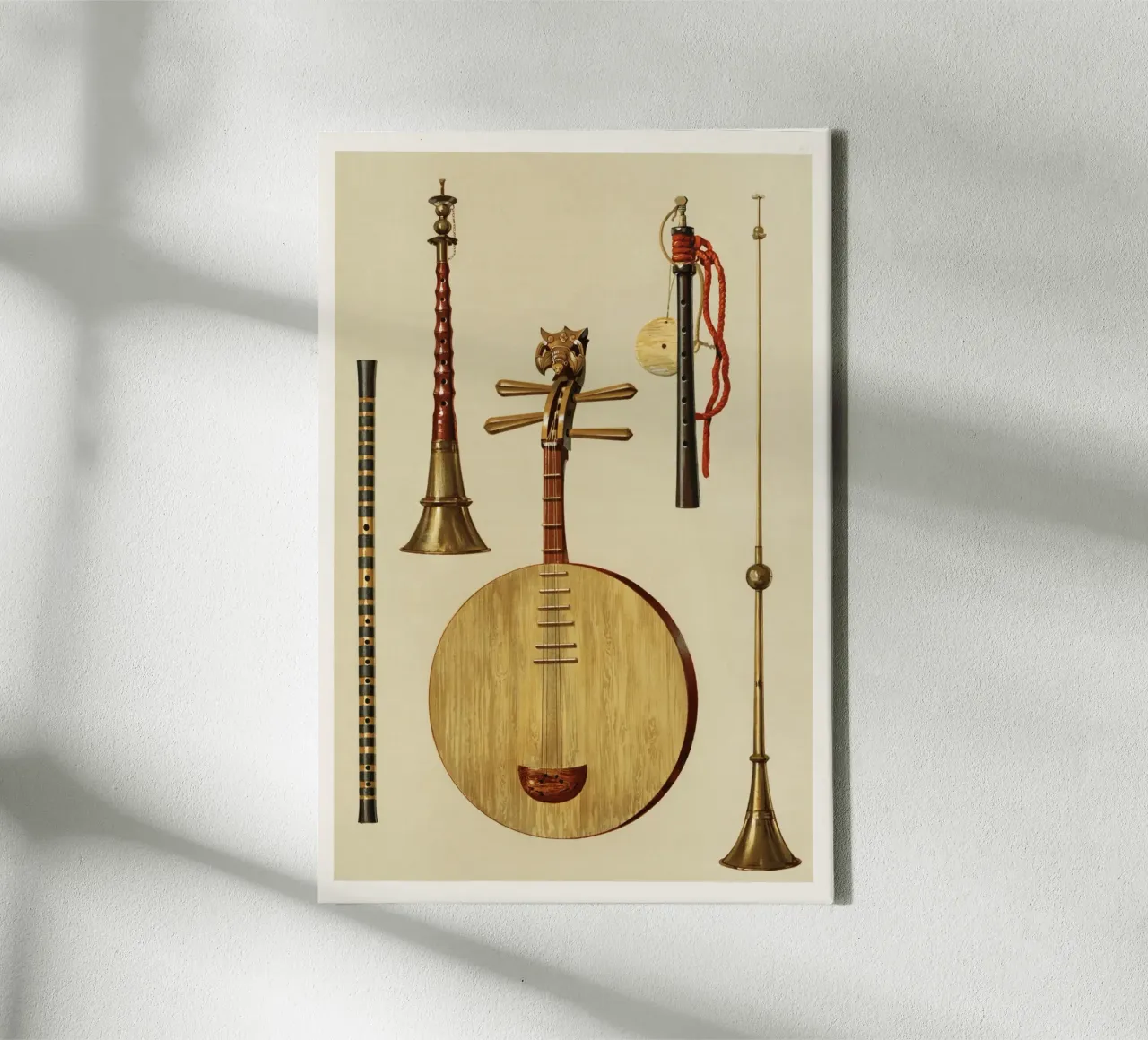 traditional musical instruments canvas with Floater frame by vintageshop