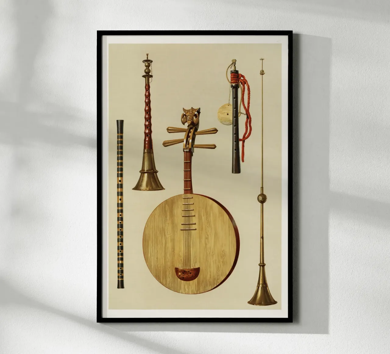 traditional musical instruments poster con telaio in plastica da vintageshop
