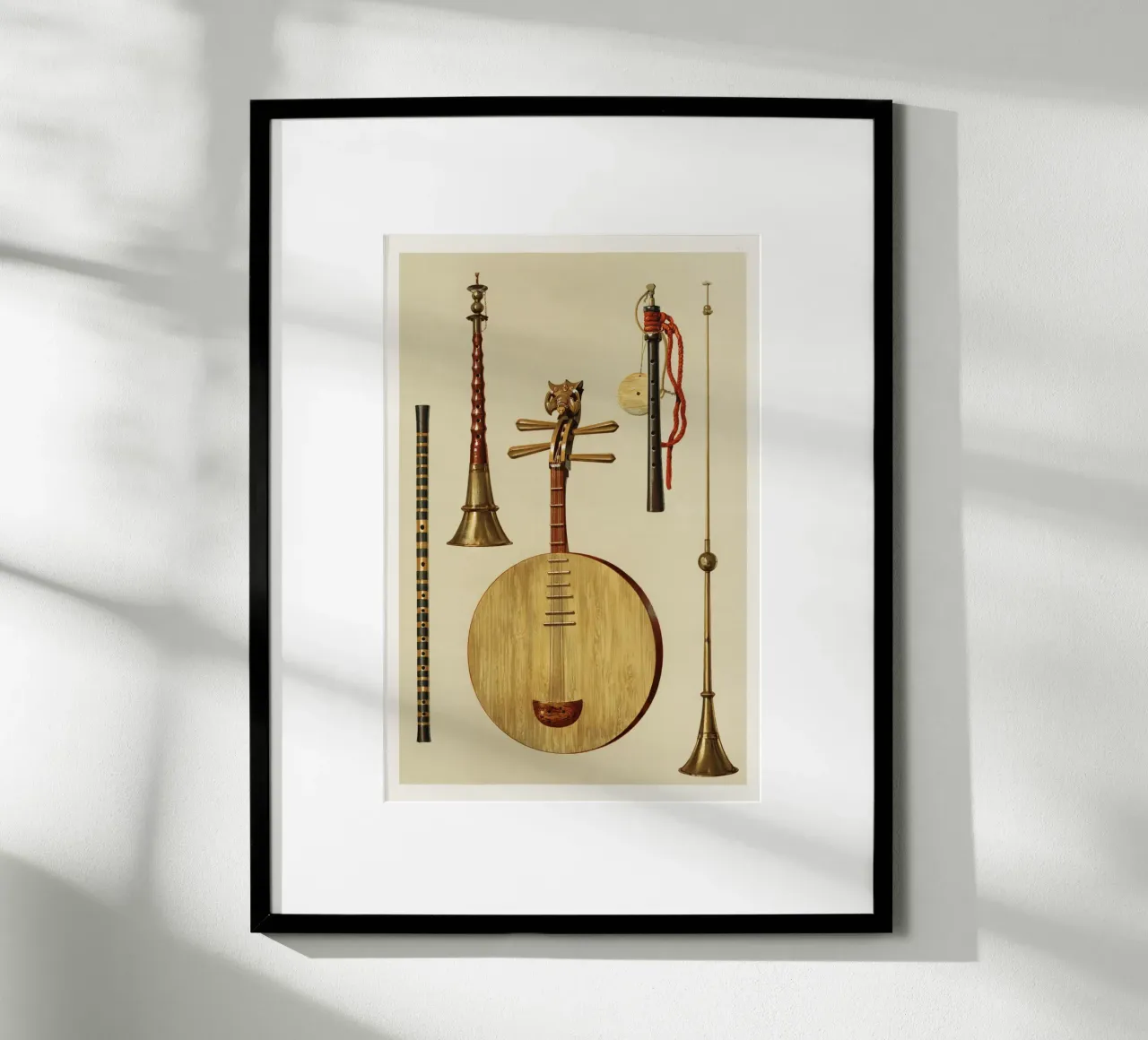 traditional musical instruments poster con telaio in plastica da vintageshop