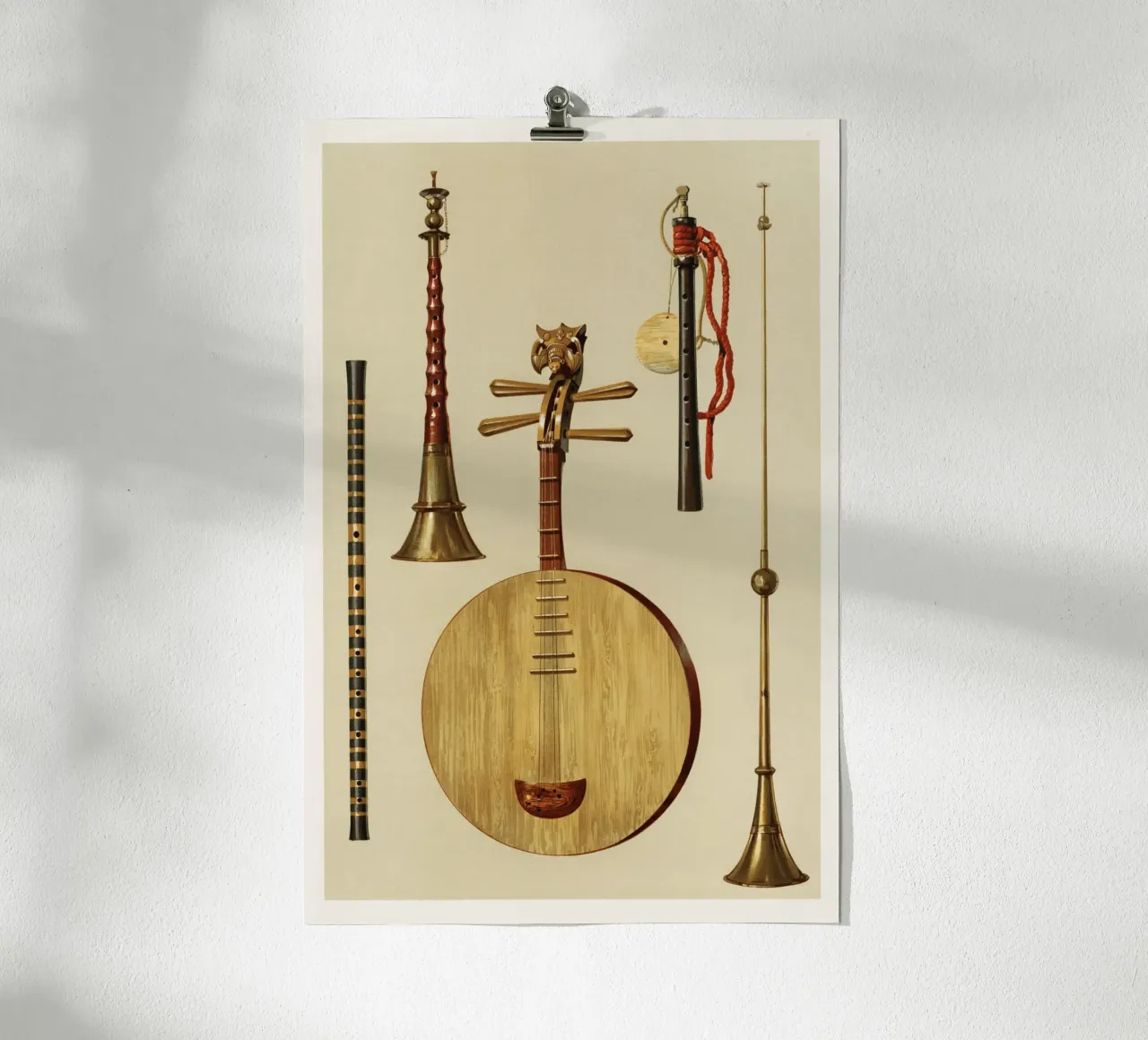 traditional musical instruments poster con telaio in plastica da vintageshop
