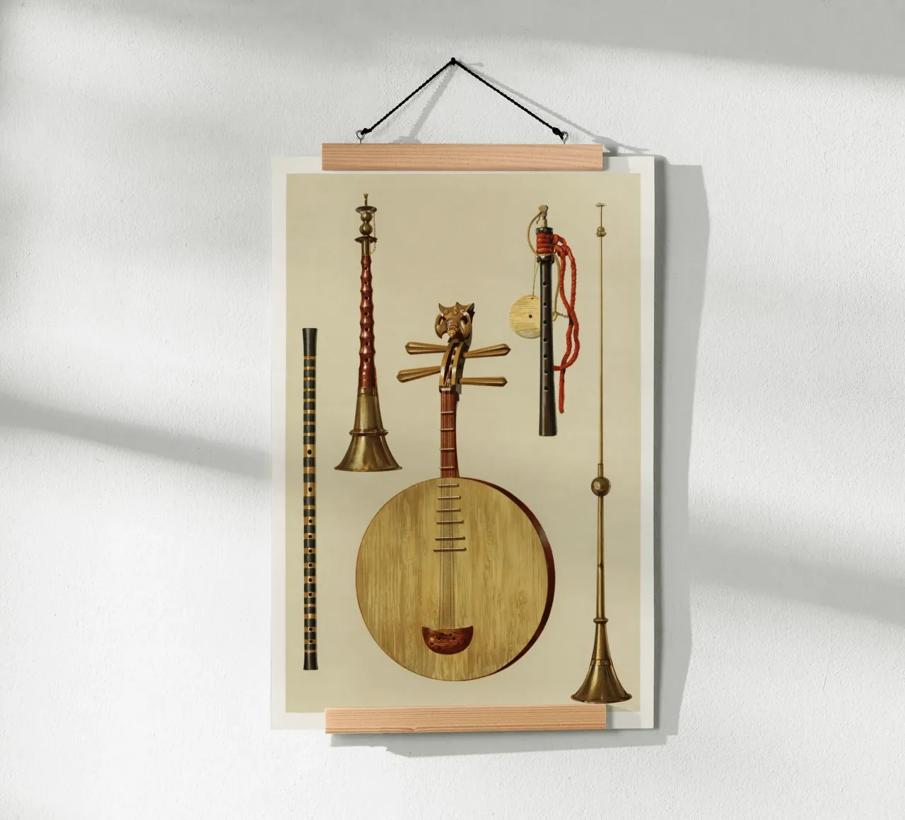 traditional musical instruments poster con telaio in plastica da vintageshop