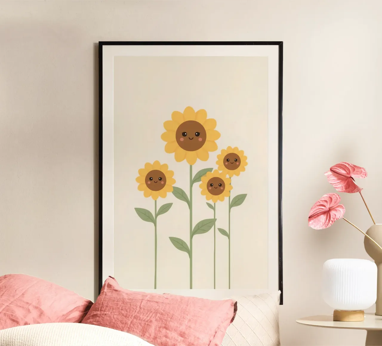 Carino sorridere girasoli cartone animato poster da DesignDoodle