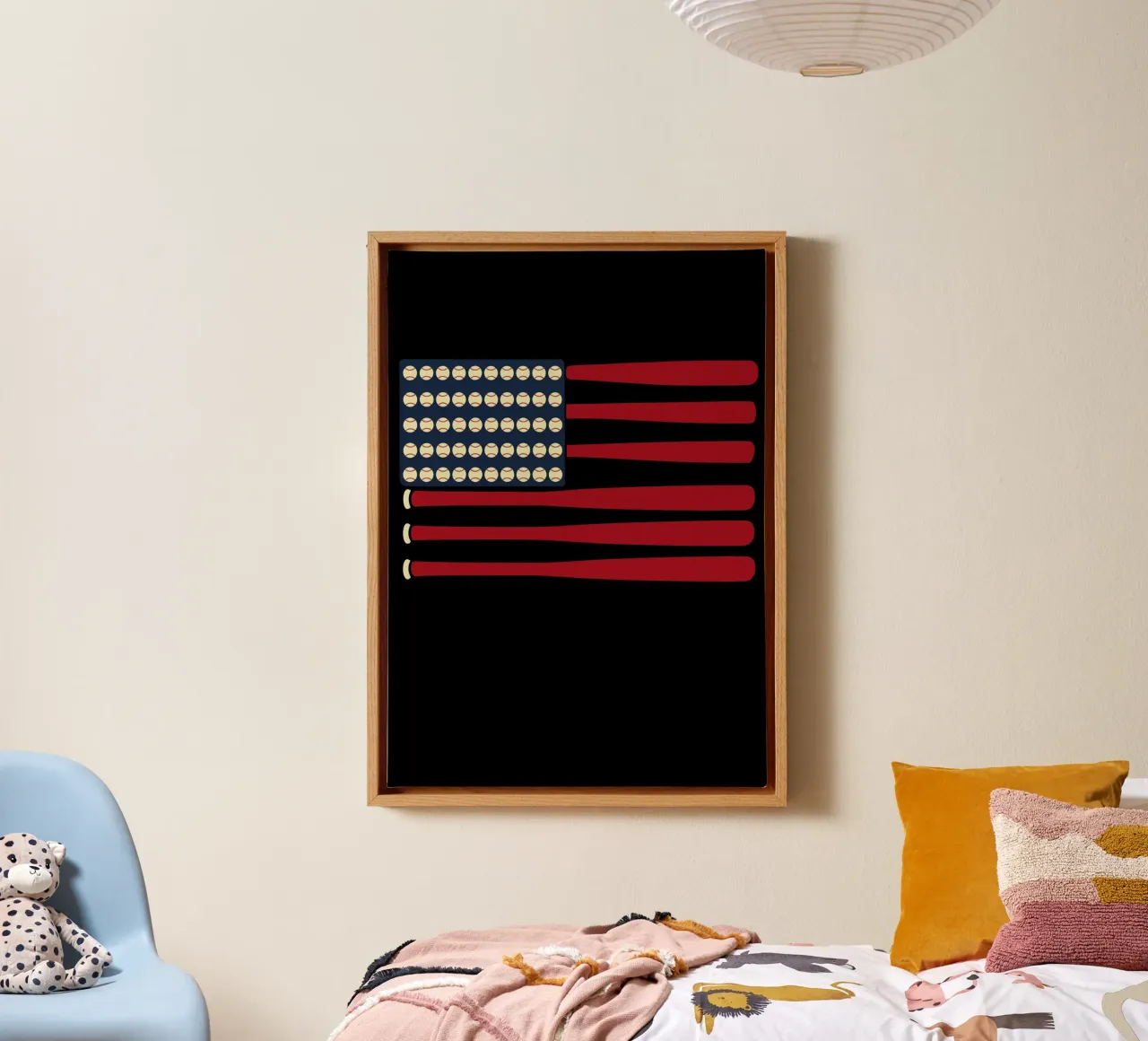 Baseball American Flag Art canvas met Baklijst van ramosashop
