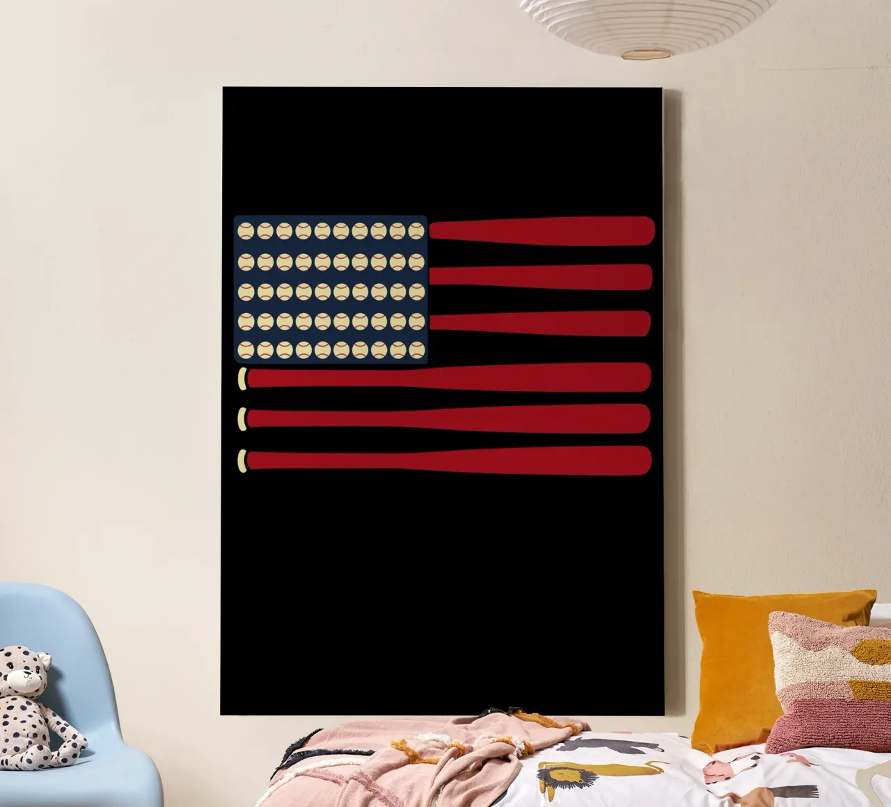 Baseball American Flag Art canvas met Baklijst van ramosashop
