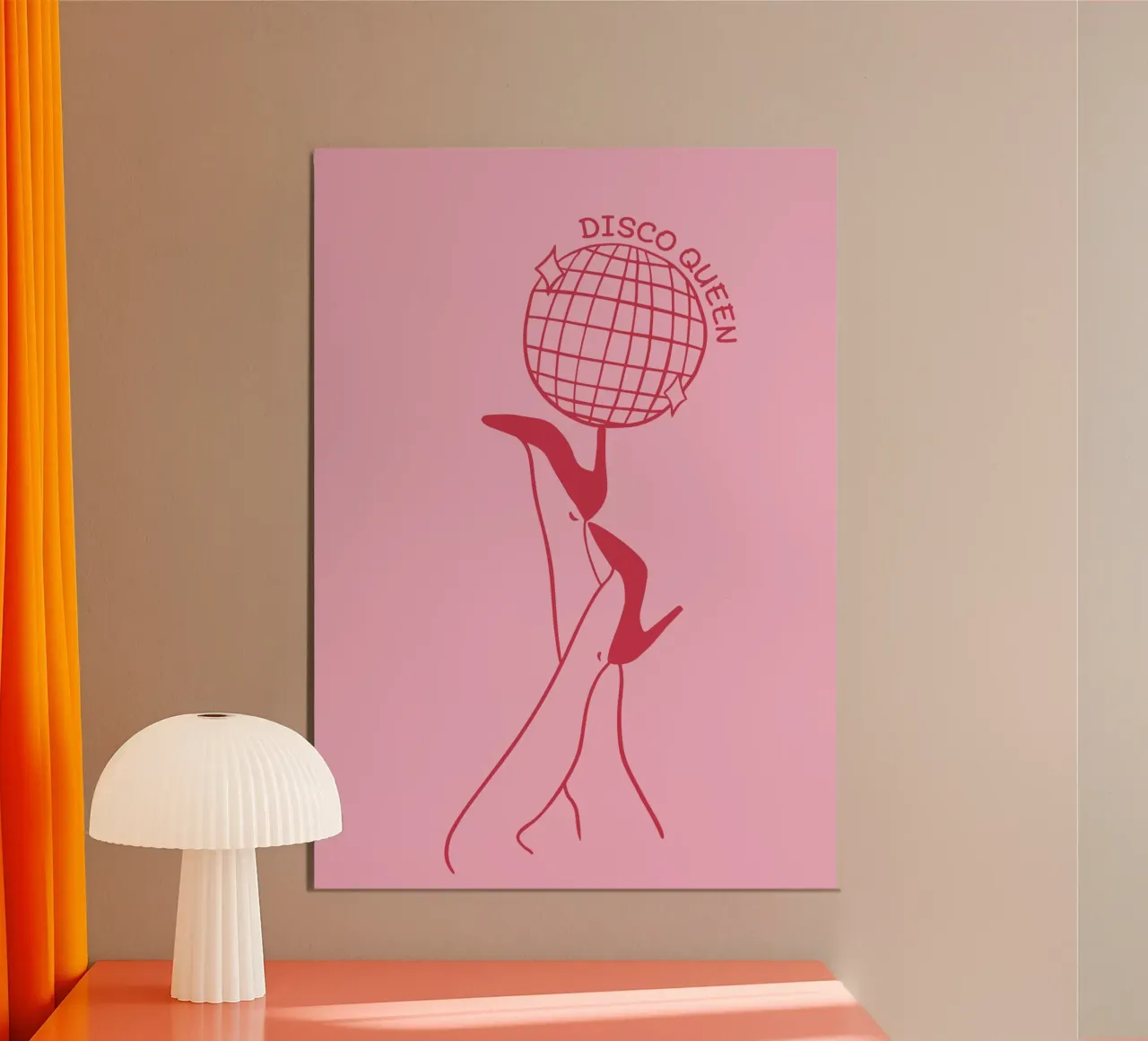 Disco Queen poster con telaio in legno da DigiWunderwerk