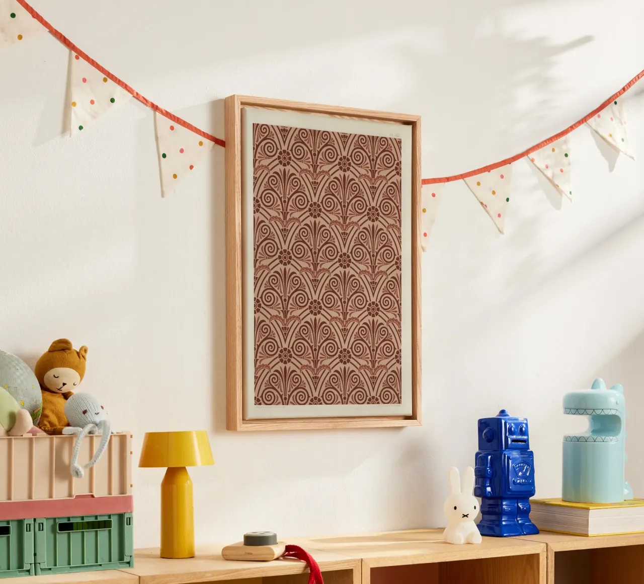 Antique Greek pattern canvas with Floater frame by vintageshop