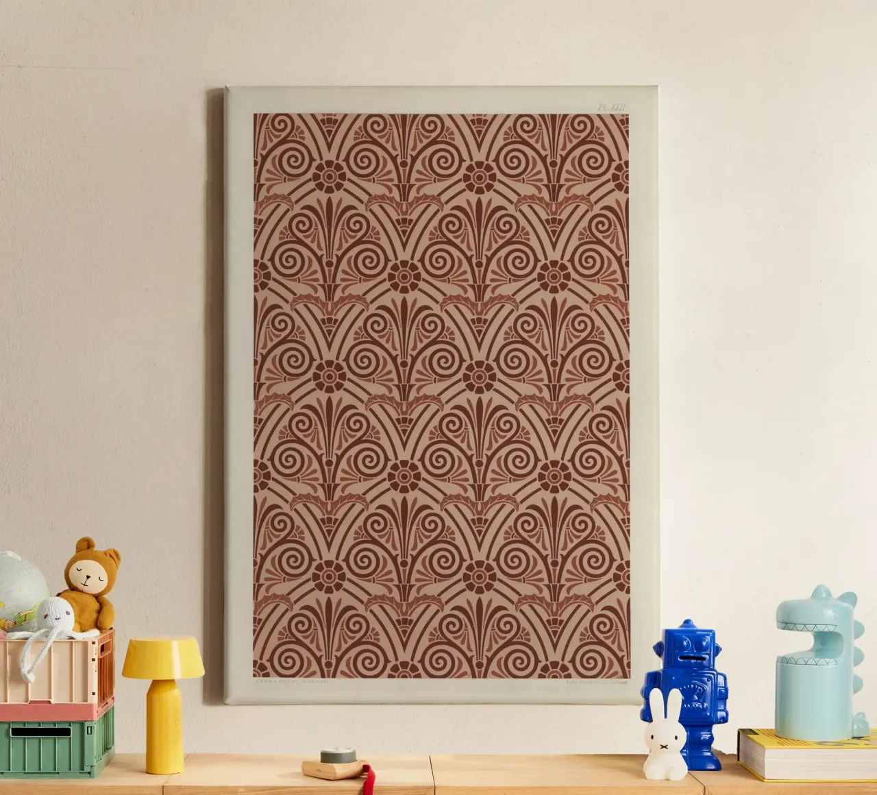 Antique Greek pattern canvas with Floater frame by vintageshop