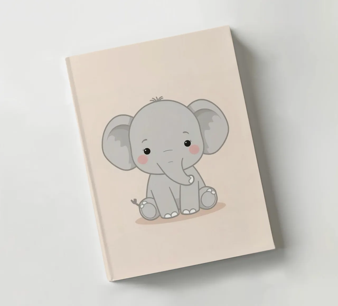Cute Lazy Gray Elephant Sitting notebook by DesignDoodle