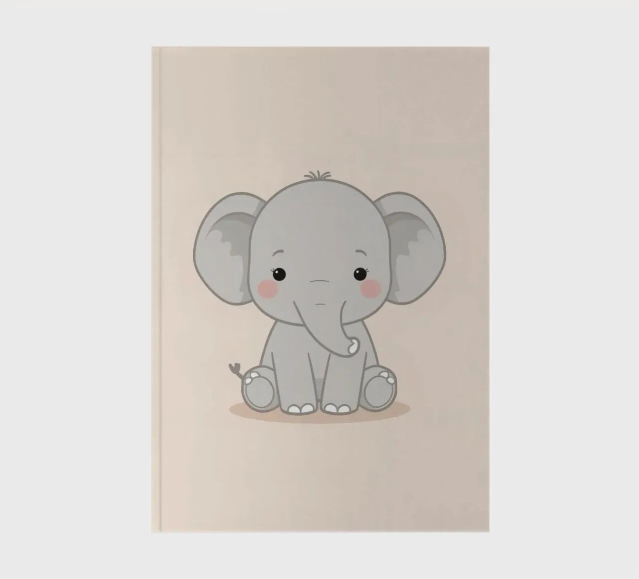Cute Lazy Gray Elephant Sitting notebook by DesignDoodle