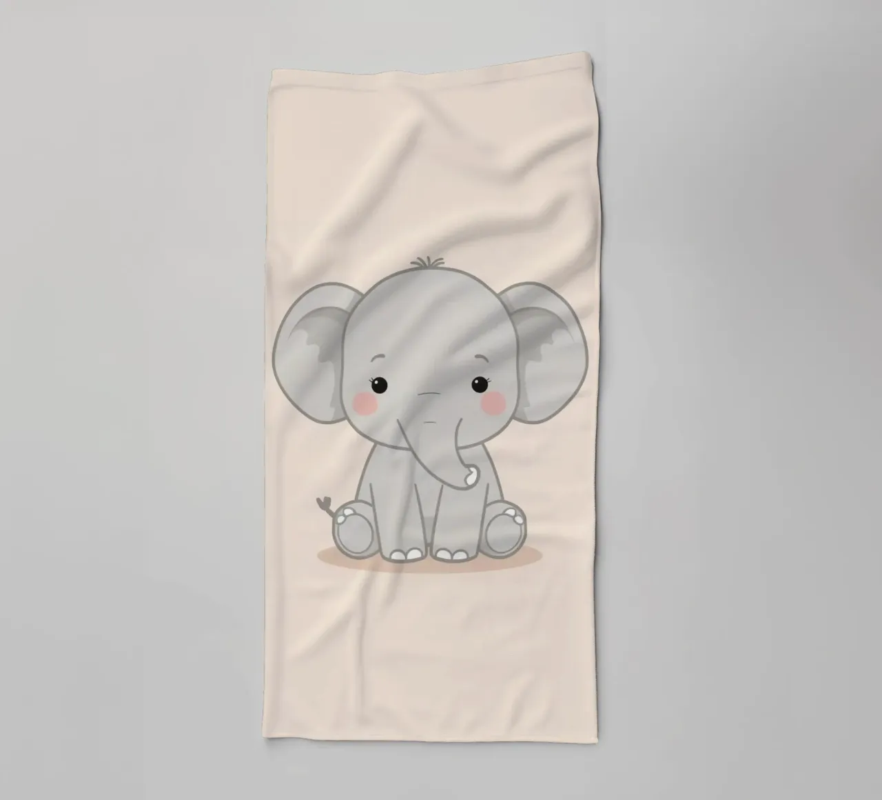 Cute Lazy Gray Elephant Sitting towel by DesignDoodle