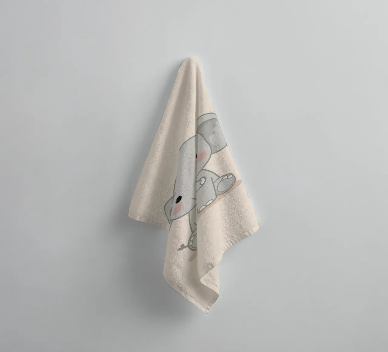 Cute Lazy Gray Elephant Sitting towel by DesignDoodle