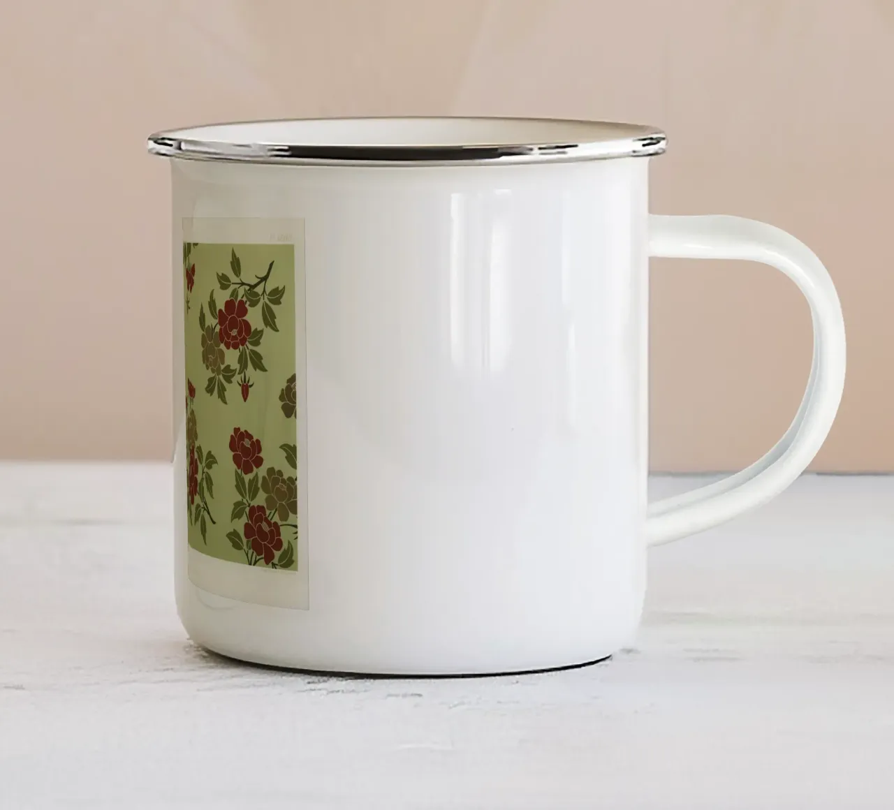 Japanese flowers and leaves pattern tazza in smalto da vintageshop