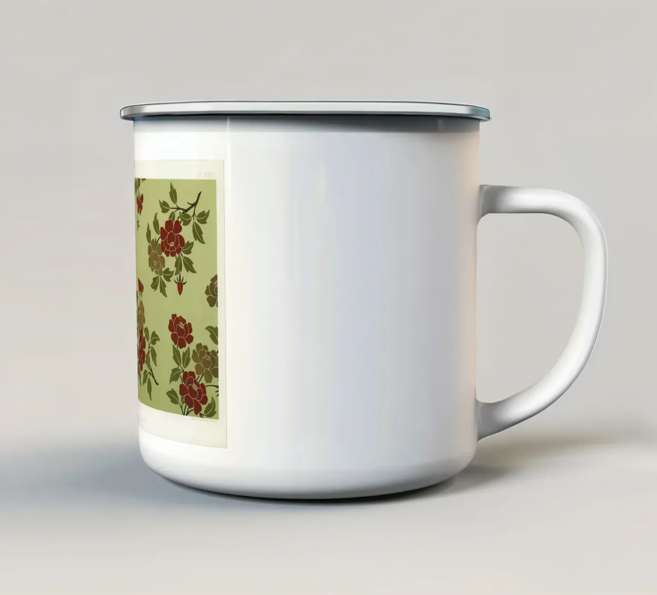 Japanese flowers and leaves pattern tazza in smalto da vintageshop