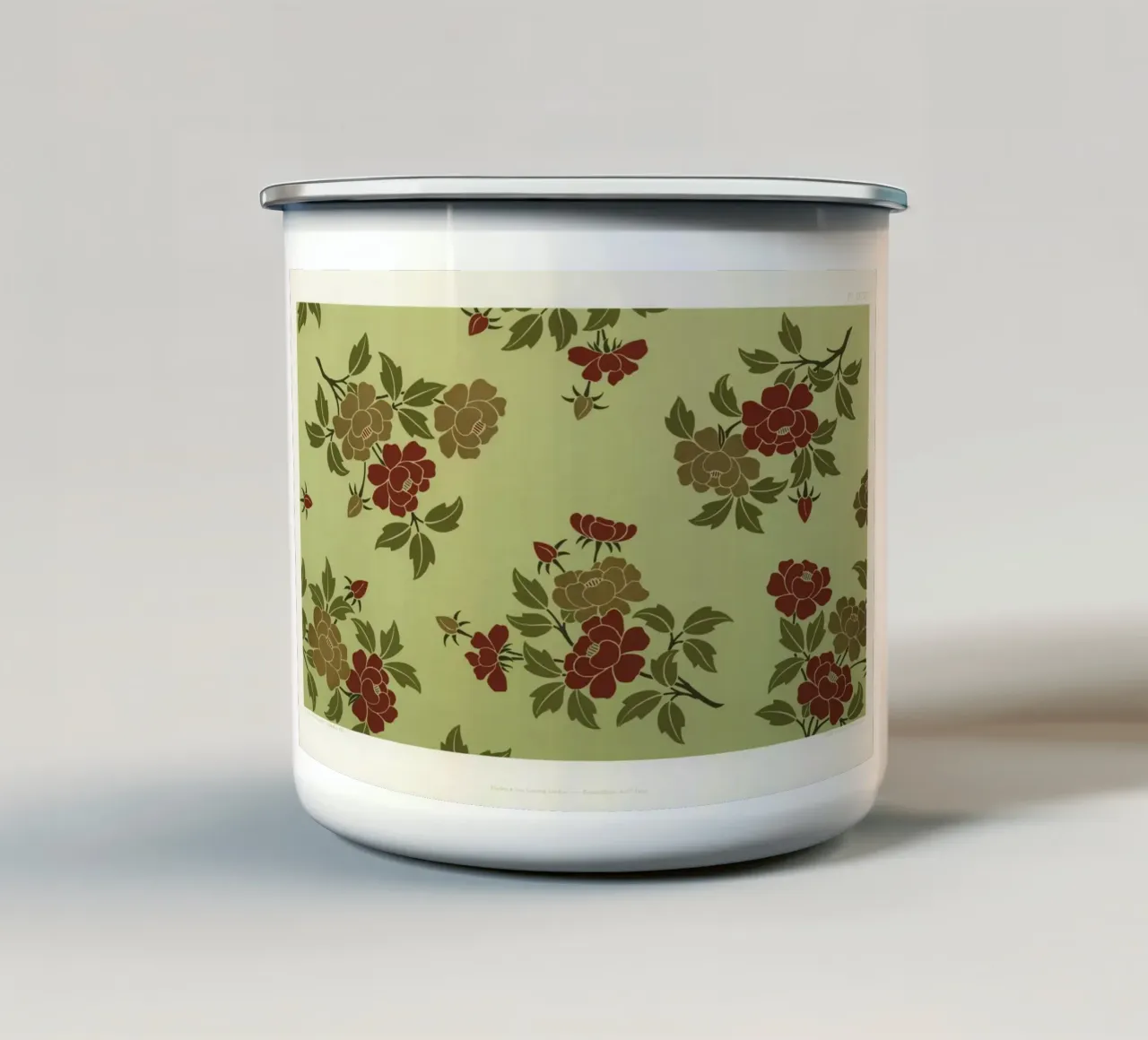 Japanese flowers and leaves pattern tazza in smalto da vintageshop