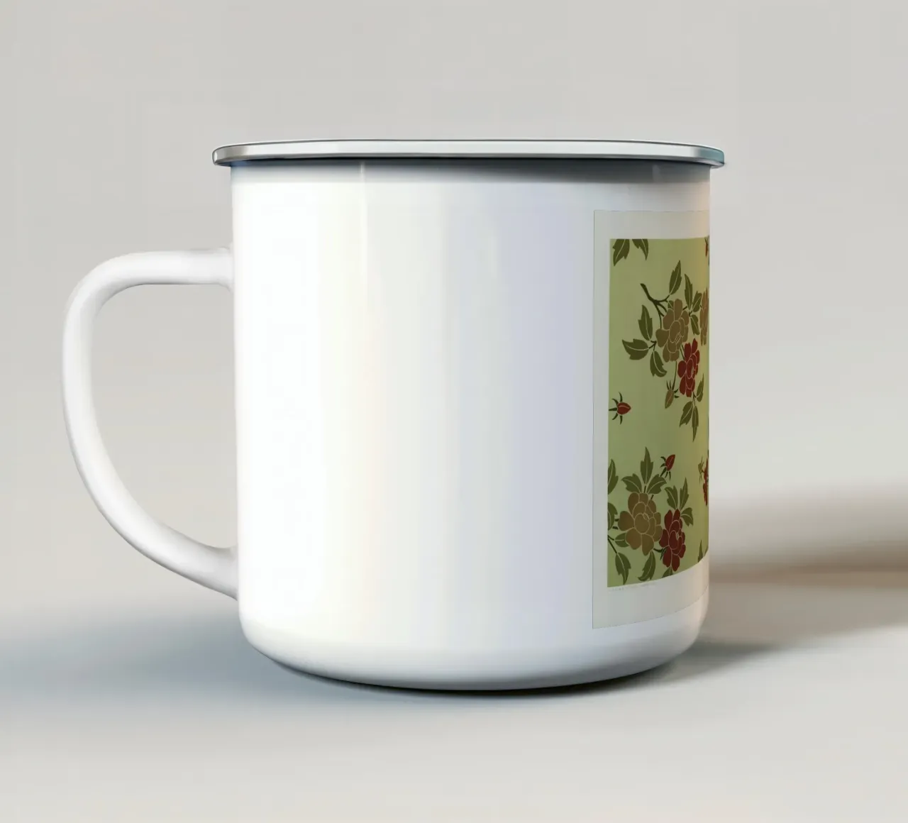 Japanese flowers and leaves pattern tazza in smalto da vintageshop