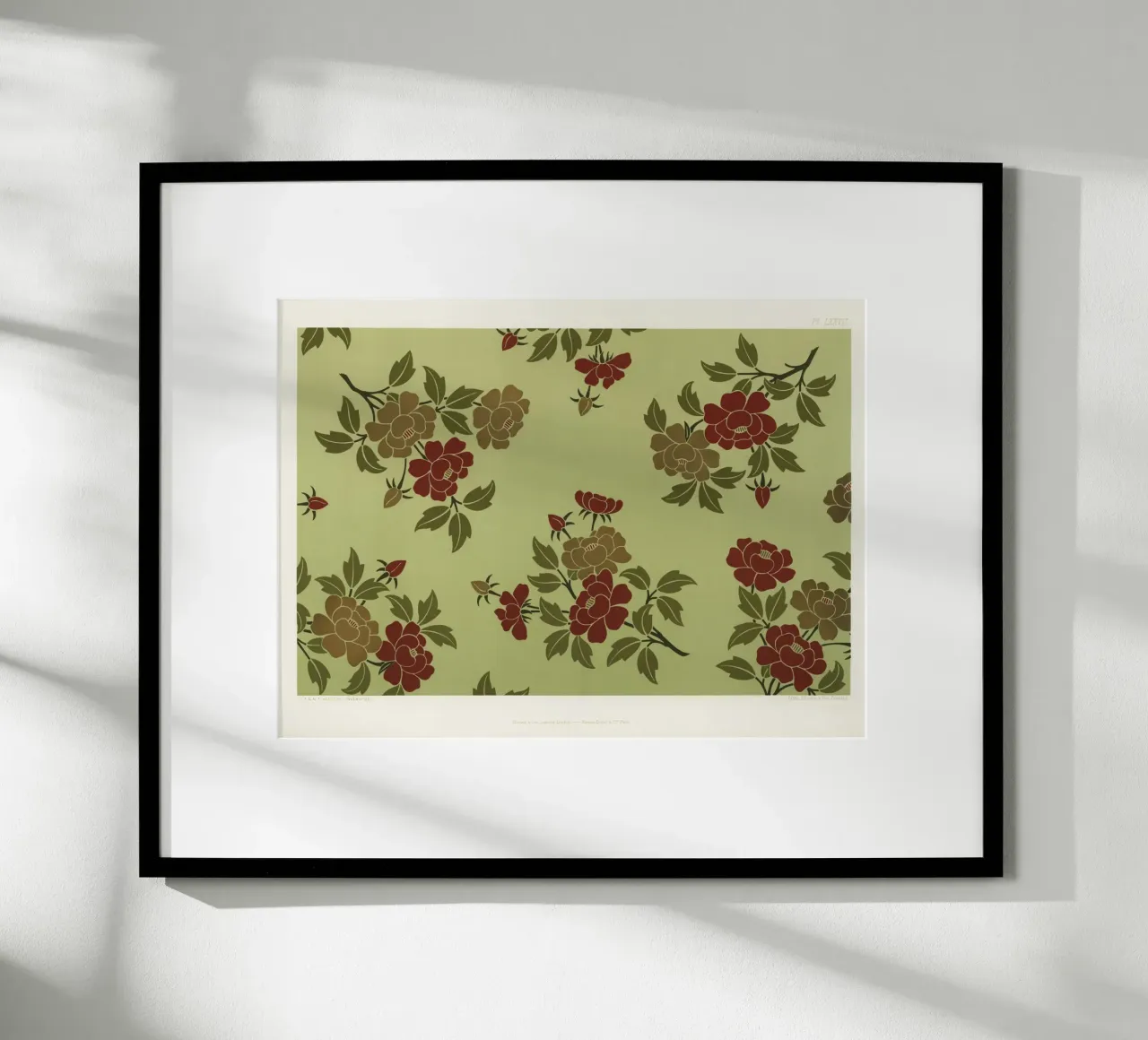 Japanese flowers and leaves pattern poster con telaio in plastica da vintageshop