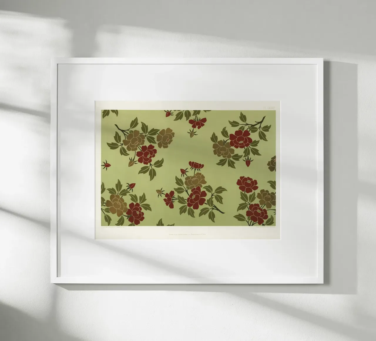 Japanese flowers and leaves pattern poster con telaio in plastica da vintageshop