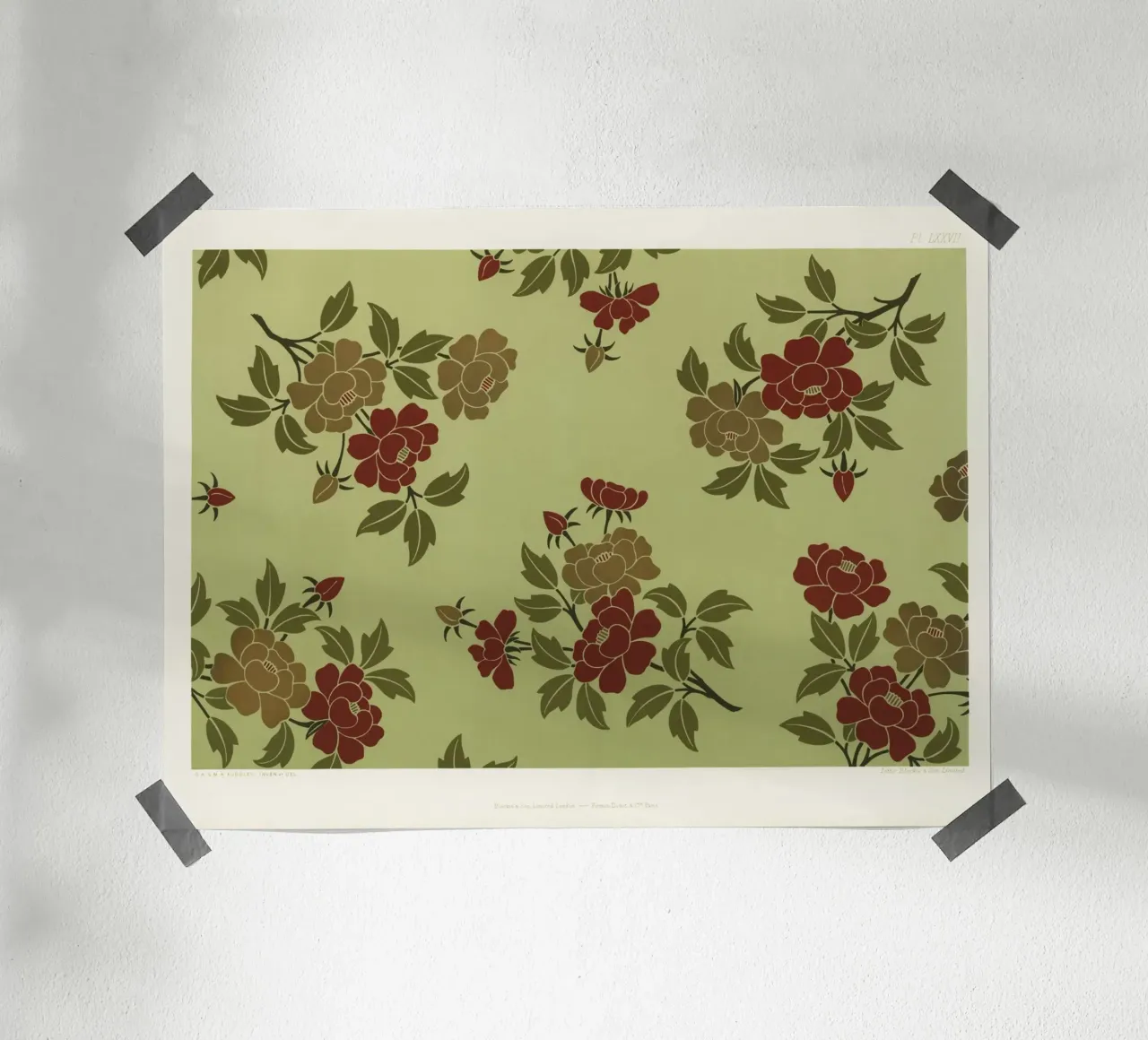 Japanese flowers and leaves pattern poster con telaio in plastica da vintageshop