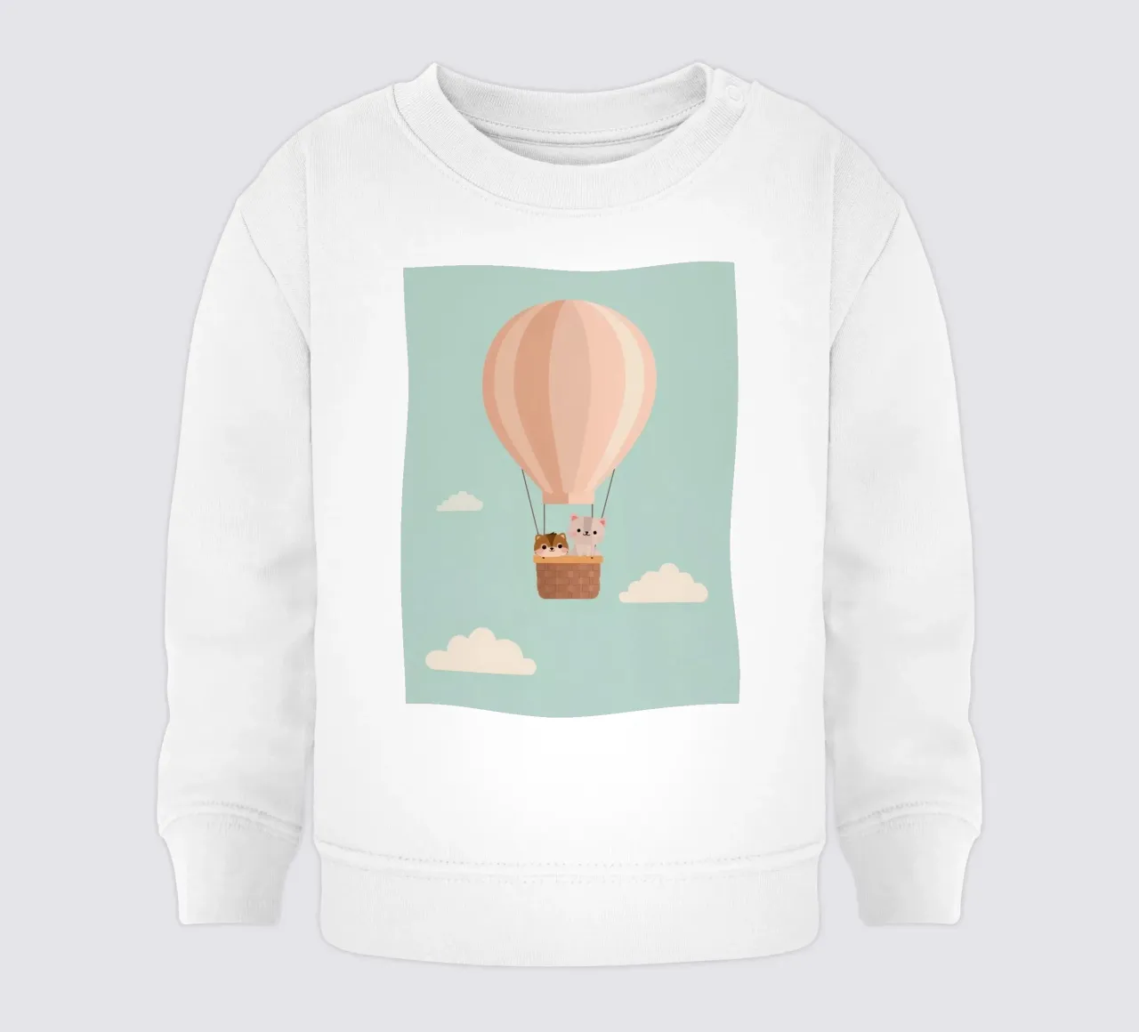 Gatti carini in cesto di mongolfiera felpa neonato da DesignDoodle