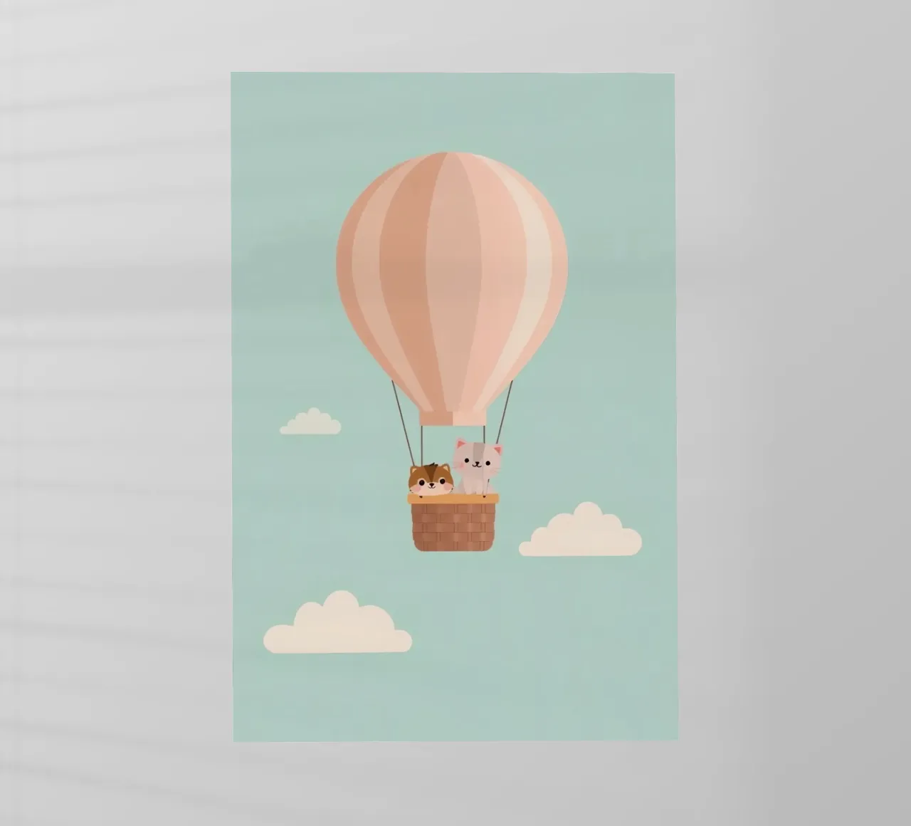 Gatti carini in cesto di mongolfiera pellicola backlit da DesignDoodle