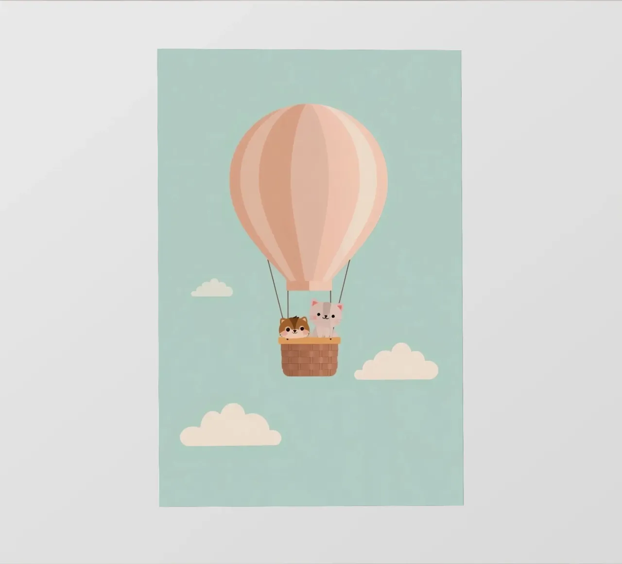 Gatti carini in cesto di mongolfiera pellicola backlit da DesignDoodle